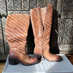 Franco Sarto Tan Leather Heeled Boots